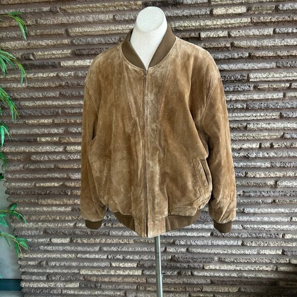 Vintage Reed Sportswear Brown Suede Leather Bomber Baseball Jacket Size XXL - Picture 8 of 8